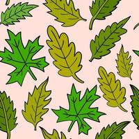 Cute cartoon doodle leaves seamless pattern. Floral background. Fall leaf. vector