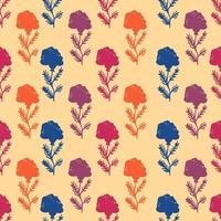 Colorful hand drawn stripped floral seamless pattern. Abstract background with grunge flower. vector