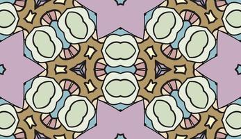 Abstract colorful doodle geometric flower seamless pattern. Floral background. Mosaic, geo tile of thin line ornament. vector