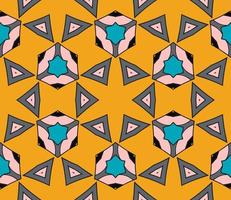 Abstract colorful doodle geometric flower seamless pattern. Floral background. Kaleidoscope mosaic, geo tile of thin line ornament. vector