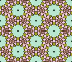 Abstract colorful doodle geometric flower seamless pattern. Floral background. Kaleidoscope mosaic, geo tile of thin line ornament. vector