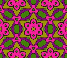 Abstract colorful doodle geometric flower seamless pattern. Floral background. Kaleidoscope mosaic, geo tile of thin line ornament. vector