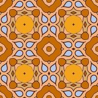 Abstract colorful doodle geometric flower seamless pattern. Floral background. Kaleidoscope mosaic, geo tile of thin line ornament. vector