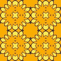 Abstract colorful doodle geometric flower seamless pattern. Floral background. Kaleidoscope mosaic, geo tile of thin line ornament. vector