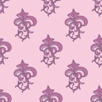 Cute damask, fleur de lis abstract seamless pattern with hand drawn decoration. vector