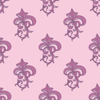 Cute damask, fleur de lis abstract seamless pattern with hand drawn decoration. vector