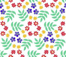 Cute cartoon flowers in flat style seamless pattern. Floral childlike style mosaic background. vector