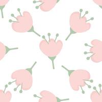 Seamless floral pattern with cute flowers on white. Natural background. vector