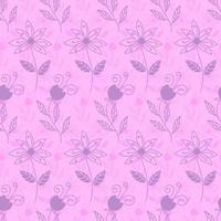 Floral seamless pattern with doodle flowers. Abstract wallpaper. Fabric, digital print. Modern infinity wrapping paper. vector