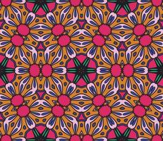 Abstract colorful doodle geometric flower seamless pattern. Floral background. Kaleidoscope mosaic, geo tile of thin line ornament. vector