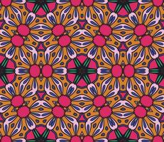 Abstract colorful doodle geometric flower seamless pattern. Floral background. Kaleidoscope mosaic, geo tile of thin line ornament. vector