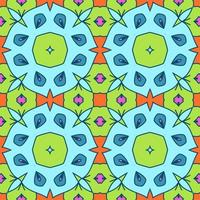 Abstract colorful doodle geometric flower seamless pattern. Floral background. Kaleidoscope mosaic, geo tile of thin line ornament. vector