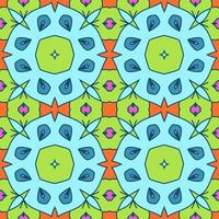 Abstract colorful doodle geometric flower seamless pattern. Floral background. Kaleidoscope mosaic, geo tile of thin line ornament. vector