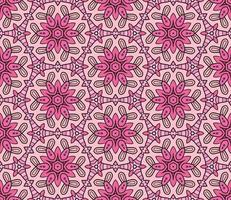 Abstract colorful doodle geometric flower seamless pattern. Floral background. Kaleidoscope mosaic, geo tile of thin line ornament. vector