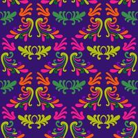 Colorful floral damask seamless pattern with curls, swirls. Curly background. vector