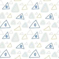 Doodle seamless pattern with triangles on white background. Hand drawn childlike style background. Infinity geometric wrapping paper. vector