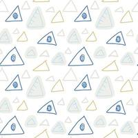 Doodle seamless pattern with triangles on white background. Hand drawn childlike style background. Infinity geometric wrapping paper. vector