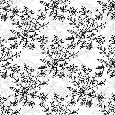 Floral damask seamless pattern with branches and flowers.