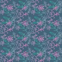 Floral damask seamless pattern with branches and flowers. vector