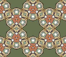 Abstract colorful doodle geometric flower seamless pattern. Floral background. Mosaic, geo tile of thin line ornament. vector