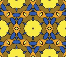 Abstract colorful doodle geometric flower seamless pattern. Floral background. Kaleidoscope mosaic, geo tile of thin line ornament. vector
