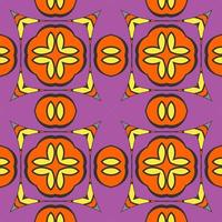 Abstract colorful doodle geometric flower seamless pattern. Floral background. Kaleidoscope mosaic, geo tile of thin line ornament. vector
