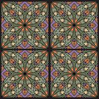 Abstract colorful doodle geometric flower seamless pattern. Floral background. Kaleidoscope mosaic, geo tile of thin line ornament. vector