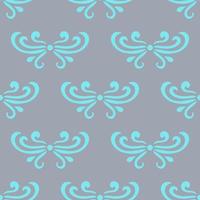 Colorful blue and gray abstract damask seamless pattern of curls in retro style. Floral vintage background. Art nouveau style design. vector