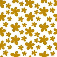 Abstract floral seamless pattern with messy heads of flowers isolated on white background. vector