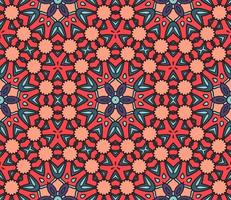 Abstract colorful doodle geometric flower seamless pattern. Floral background. Mosaic, geo tile of thin line ornament. vector