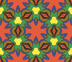 Abstract colorful doodle geometric flower seamless pattern. Floral background. Kaleidoscope mosaic, geo tile of thin line ornament. vector
