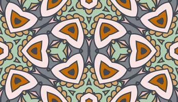 Abstract colorful doodle geometric flower seamless pattern. Floral background. Kaleidoscope mosaic, geo tile of thin line ornament. vector