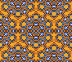 Abstract colorful doodle geometric flower seamless pattern. Floral background. Kaleidoscope mosaic, geo tile of thin line ornament. vector