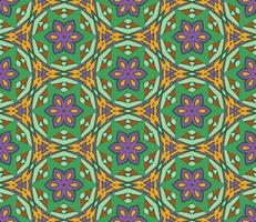Abstract colorful doodle geometric flower seamless pattern. Floral background. Kaleidoscope mosaic, geo tile of thin line ornament. vector