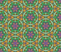 Abstract colorful doodle geometric flower seamless pattern. Floral background. Kaleidoscope mosaic, geo tile of thin line ornament. vector