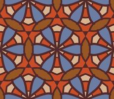 Abstract colorful doodle geometric flower seamless pattern. Floral background. Kaleidoscope mosaic, geo tile of thin line ornament. vector