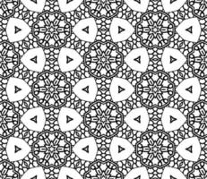 Abstract colorful doodle geometric flower seamless pattern. Floral background. Kaleidoscope mosaic, geo tile of thin line ornament. vector