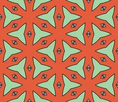 Abstract colorful doodle geometric flower seamless pattern. Floral background. Kaleidoscope mosaic, geo tile of thin line ornament. vector
