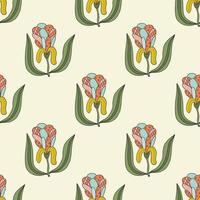 Doodle abstract colorful floral seamless pattern. Hand drawn flower background. vector