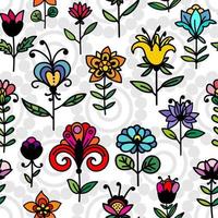 Doodle abstract colorful floral seamless pattern. Hand drawn flower background. vector