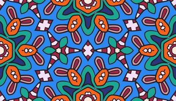 Abstract colorful doodle geometric flower seamless pattern. Floral background. Mosaic, geo tile of thin line ornament. vector