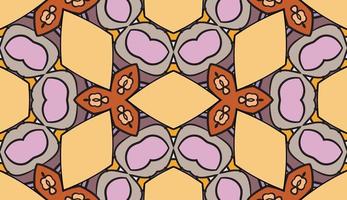 Abstract colorful doodle geometric flower seamless pattern. Floral background. Kaleidoscope mosaic, geo tile of thin line ornament. vector