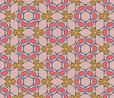 Abstract colorful doodle geometric flower seamless pattern. Floral background. Kaleidoscope mosaic, geo tile of thin line ornament. vector