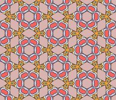 Abstract colorful doodle geometric flower seamless pattern. Floral background. Kaleidoscope mosaic, geo tile of thin line ornament. vector