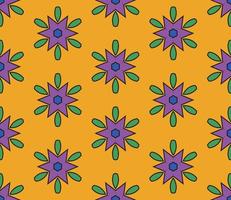 Abstract colorful doodle geometric flower seamless pattern. Floral background. Kaleidoscope mosaic, geo tile of thin line ornament. vector