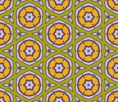 Abstract colorful doodle geometric flower seamless pattern. Floral background. Kaleidoscope mosaic, geo tile of thin line ornament. vector