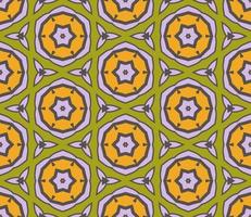 Abstract colorful doodle geometric flower seamless pattern. Floral background. Kaleidoscope mosaic, geo tile of thin line ornament. vector