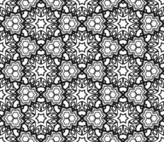 Abstract colorful doodle geometric flower seamless pattern. Floral background. Kaleidoscope mosaic, geo tile of thin line ornament. vector