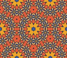 Abstract colorful doodle geometric flower seamless pattern. Floral background. Kaleidoscope mosaic, geo tile of thin line ornament. vector