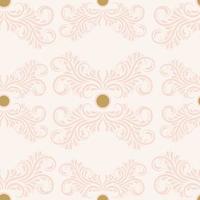 Floral damask ornament on beige background. Bright seamless pattern with flowers, curls, leaves. vector